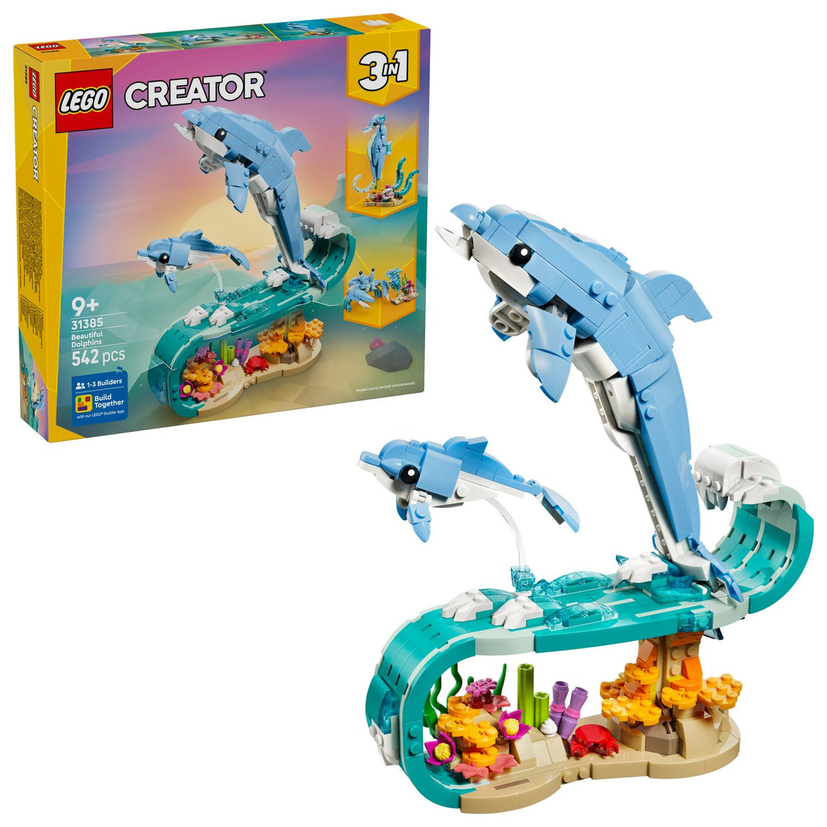 LEGO Creator 3'ü 1 Arada Deniz Hayvanları: Güzel Yunuslar 542 Parça Yapım Seti +9 Yaş (31385)