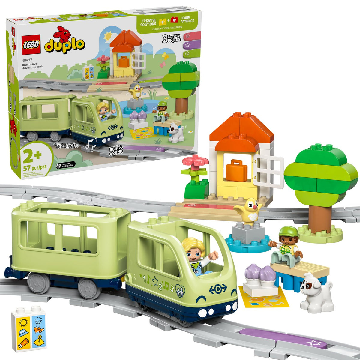 LEGO® DUPLO® Kasabası İnteraktif Macera Treni 10427 - Işıklı Sesli Yapım Seti (57 Parça, 2 Yaş+)