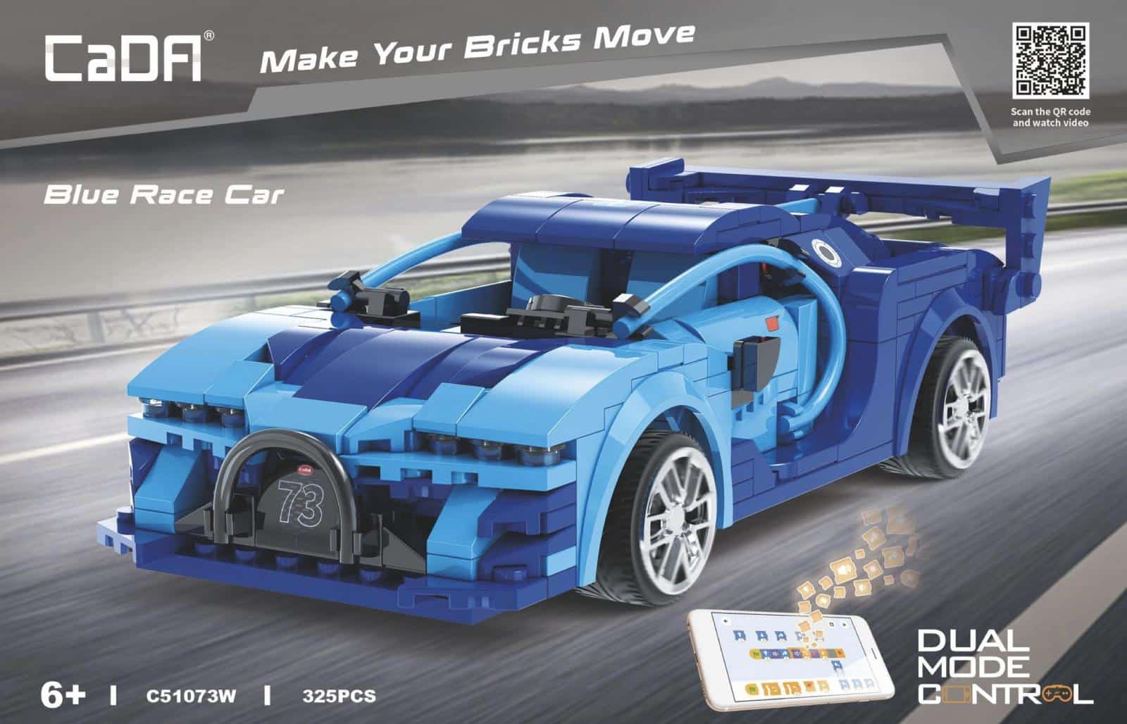 CaDA Blue Race Car C51073W 325 Parça Uzaktan Kumandalı Yapı Bloğu Yarış Arabası