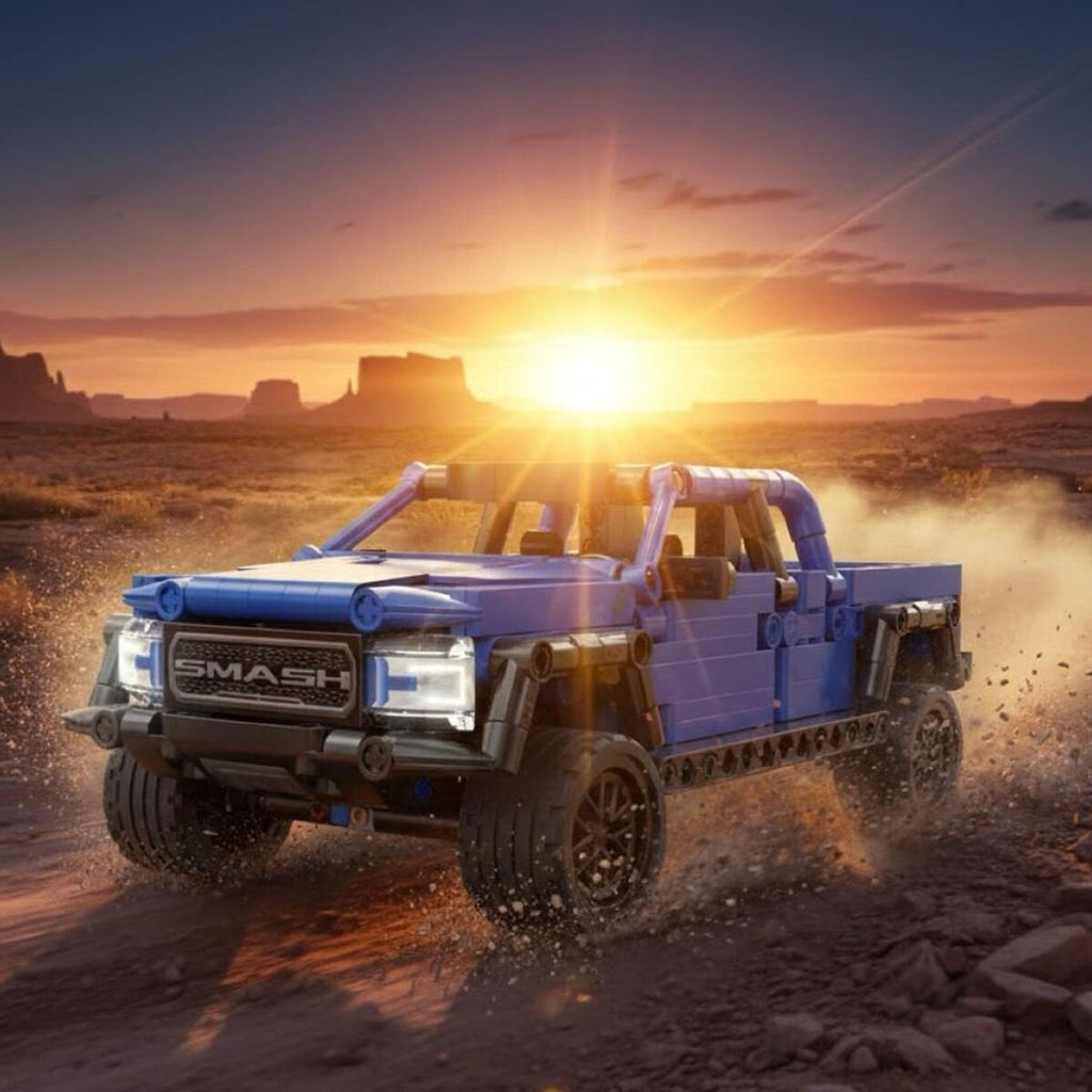 CaDA Smash Off-Roader Mavi Arazi Aracı Yapı Bloğu Seti - 390 Parça, Geri Çekmeli Motor (C52029W)
