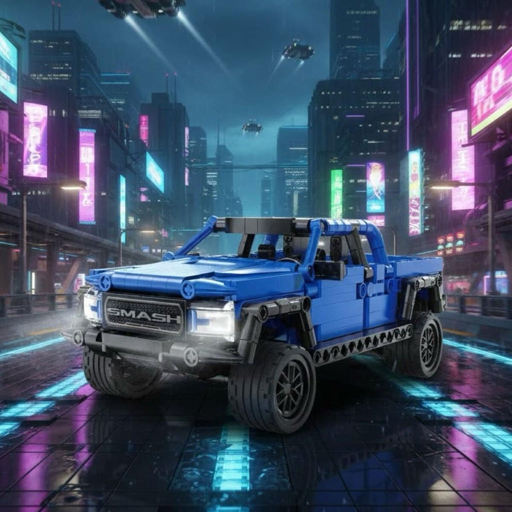 CaDA Smash Off-Roader Mavi Arazi Aracı Yapı Bloğu Seti - 390 Parça, Geri Çekmeli Motor (C52029W)