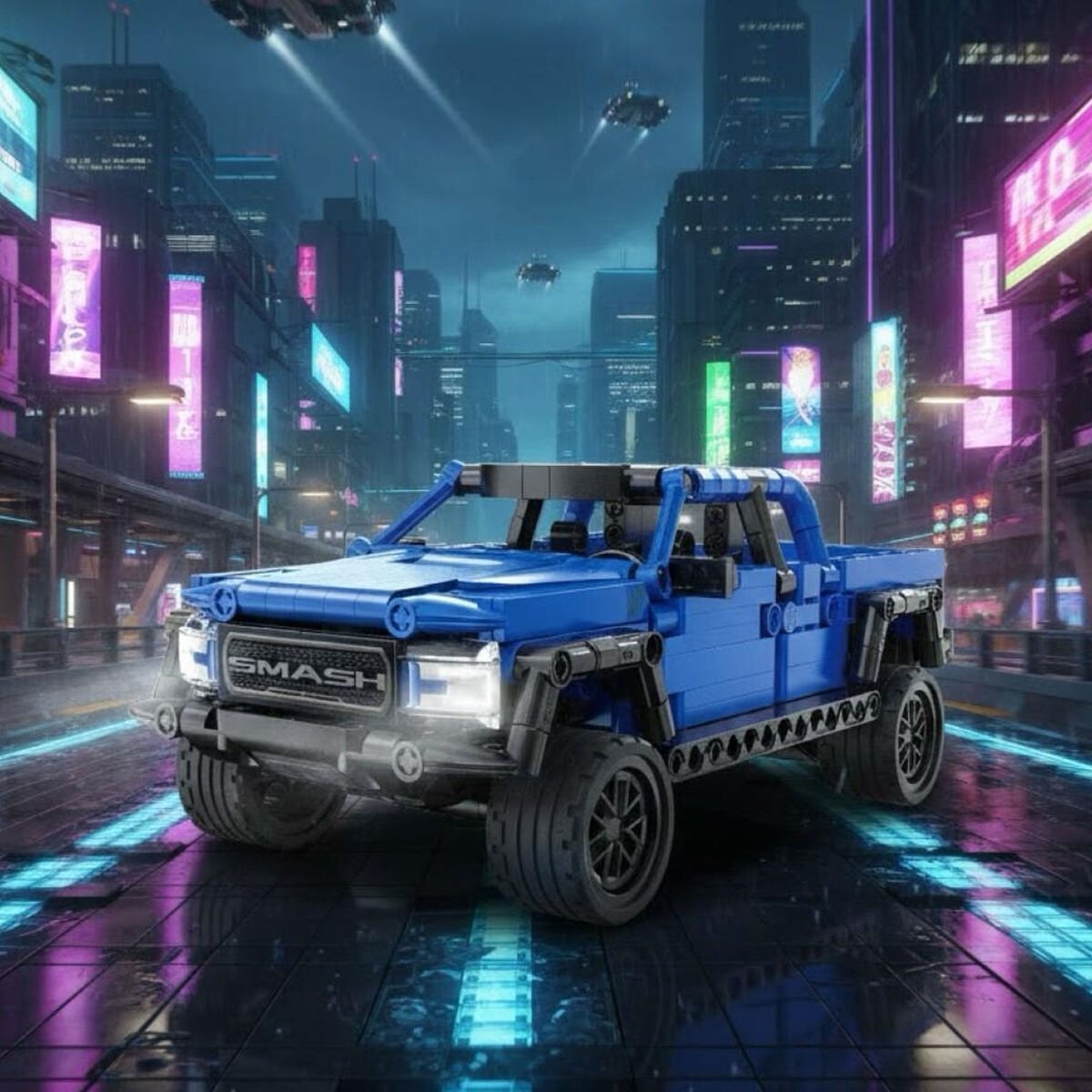 CaDA Smash Off-Roader Mavi Arazi Aracı Yapı Bloğu Seti - 390 Parça, Geri Çekmeli Motor (C52029W)