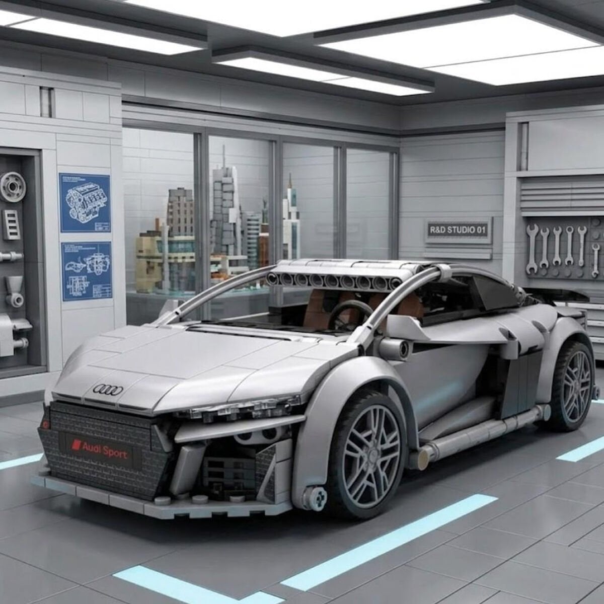 CaDA Audi R8 1:14 Ölçek Uzaktan Kumandalı Yapı Bloğu Model Araba - 536 Parça (Lisanslı, Uygulama Kontrollü)