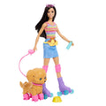Barbie Paten ve Koşu Arkadaşım oyun seti, esmer bebek ve köpekçik, patenler ve aksesuarlar