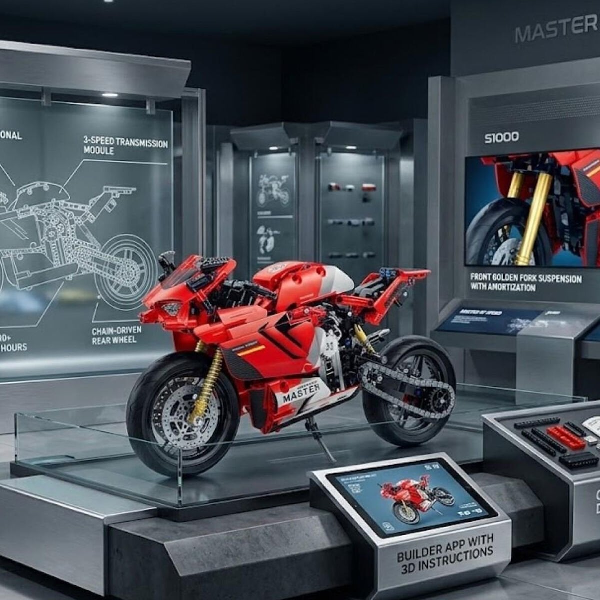 CaDA C64051W Suzuki Hayabusa 1:6 Ölçek 1043 Parça Yapı Bloğu Motosiklet Modeli