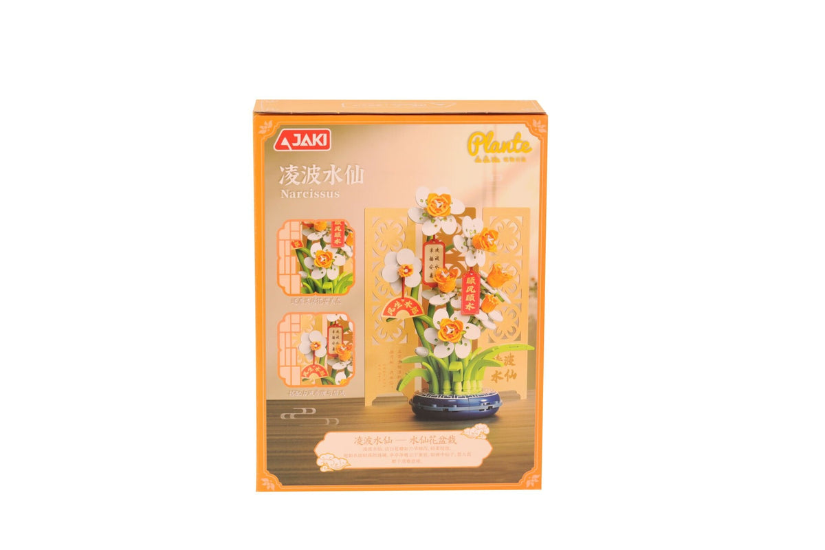 JAKI Plante de la Vie Nergis (Narcissus) Çiçek Yapım Seti - 267 Parça Blok Oyuncak, Lacivert Saksılı, 8+ Yaş