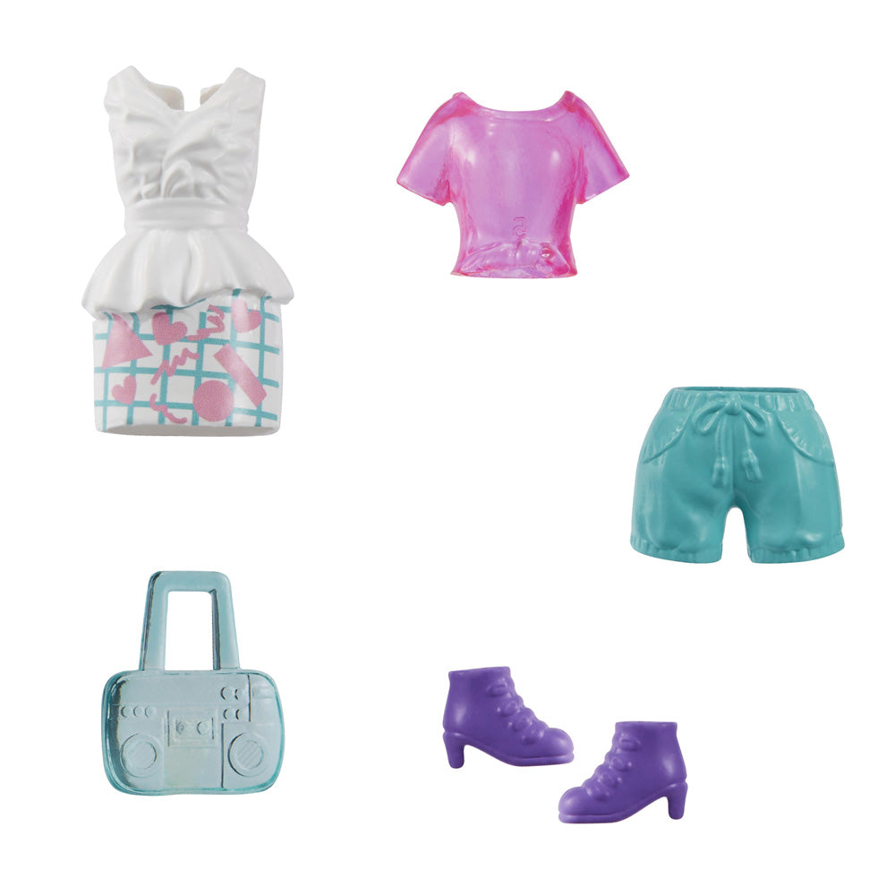 Polly Pocket ve Moda Aksesuarları Oyun Seti Çizgili Yaz, 9 cm Bebek ve Değiştirilebilir Kıyafetler
