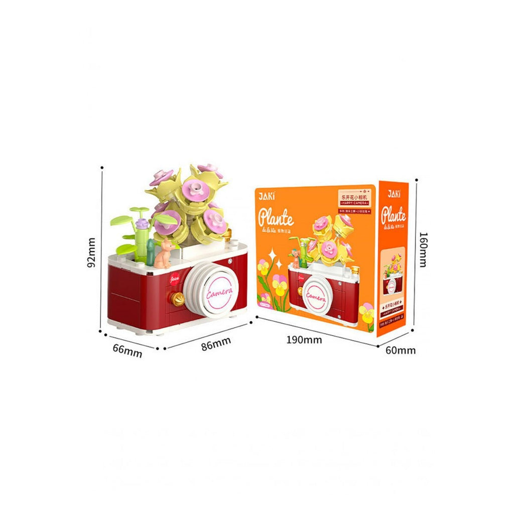 JAKİ Plante de la Vie Happy Camera 160 Parça Çiçekli Kamera Mini Yapı Blok Seti