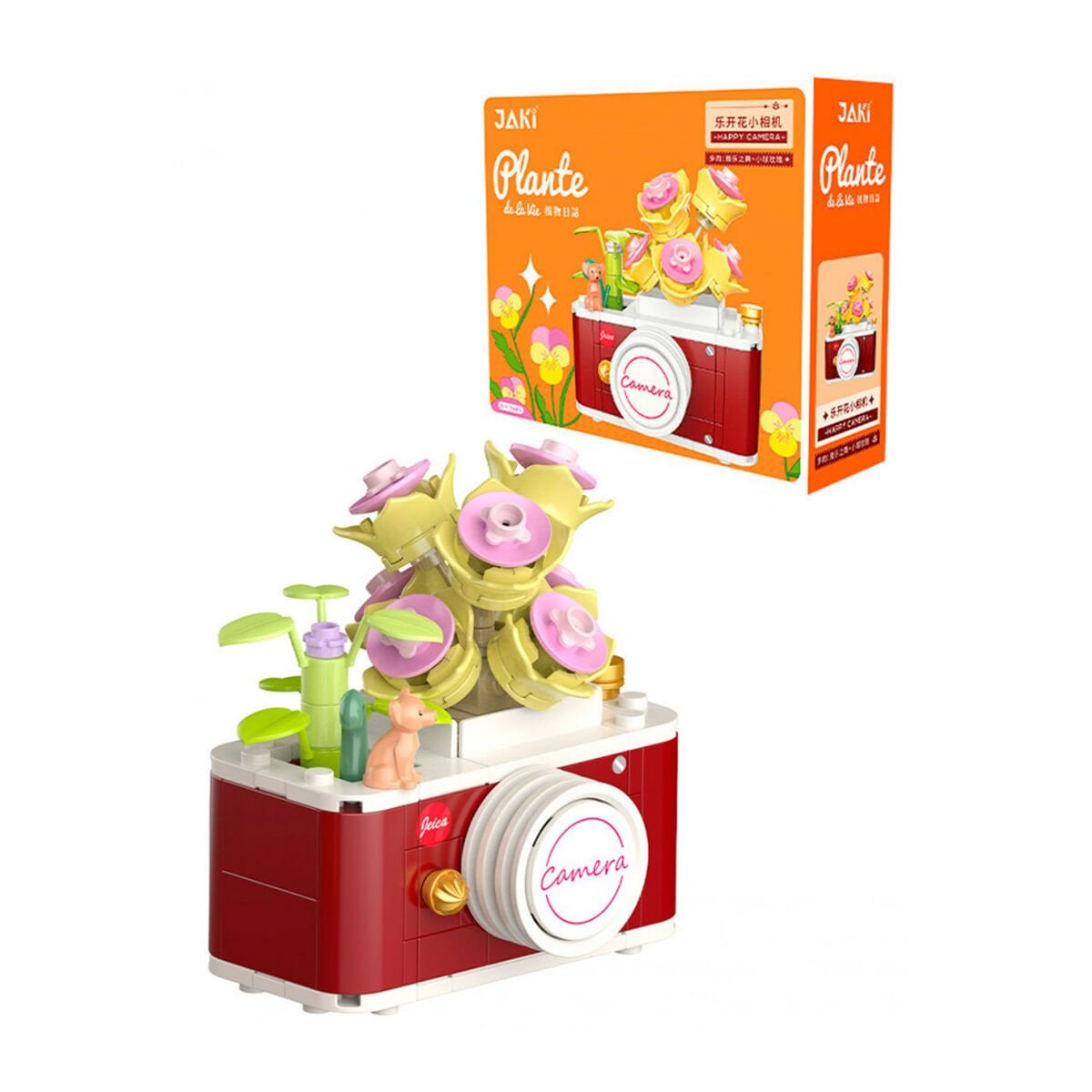 JAKİ Plante de la Vie Happy Camera 160 Parça Çiçekli Kamera Mini Yapı Blok Seti