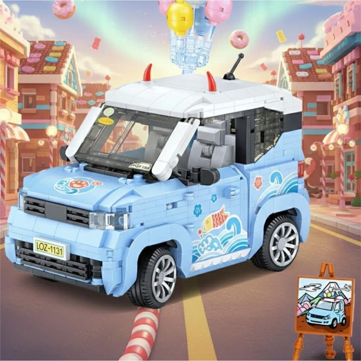 LOZ Balon Arabası Mavi 875 Parça Mini Yapım Blok Seti (LOZ-1131)