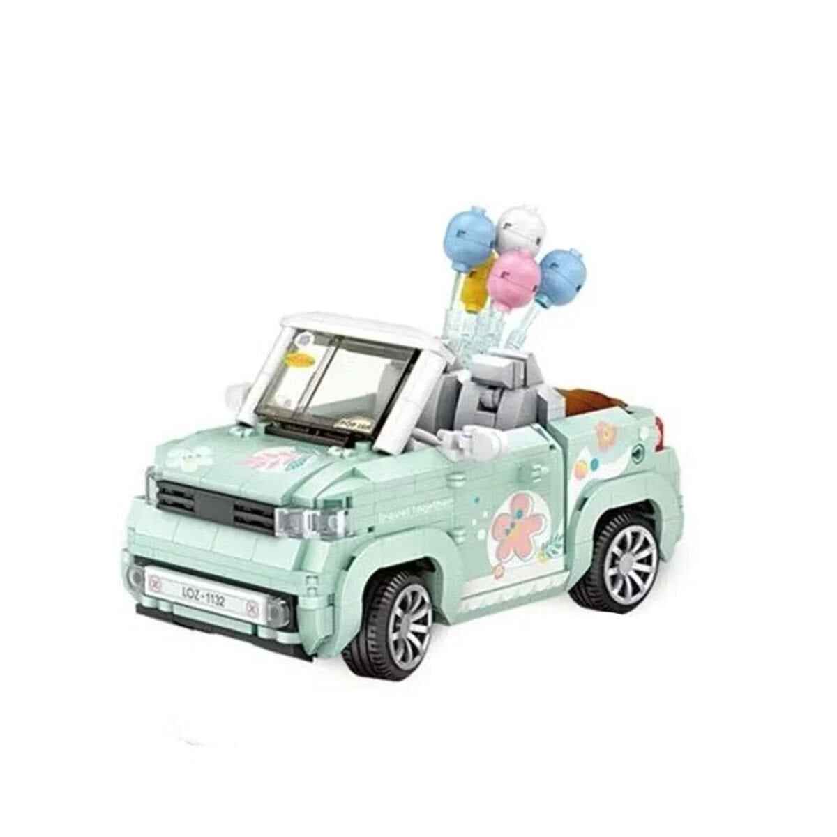 LOZ 1132 Balon Arabası Yeşil 779 Parça Mini Blok Yapım Seti - Dekoratif Vitrinlik Araç Modeli