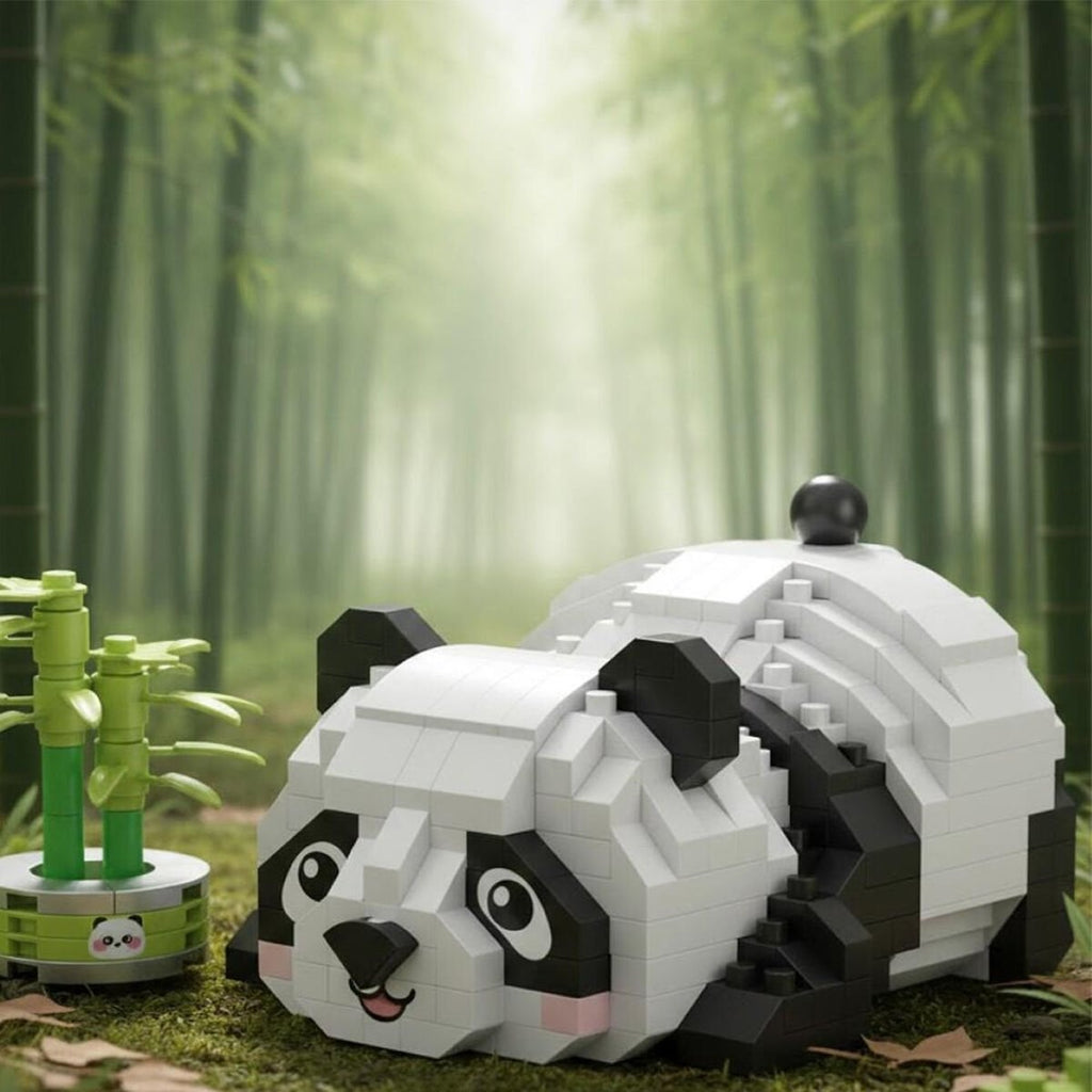 LOZ Dinlenen Panda 340 Parça Mikro Blok Yapı Seti - Bambulu Sergilik Panda Figürü