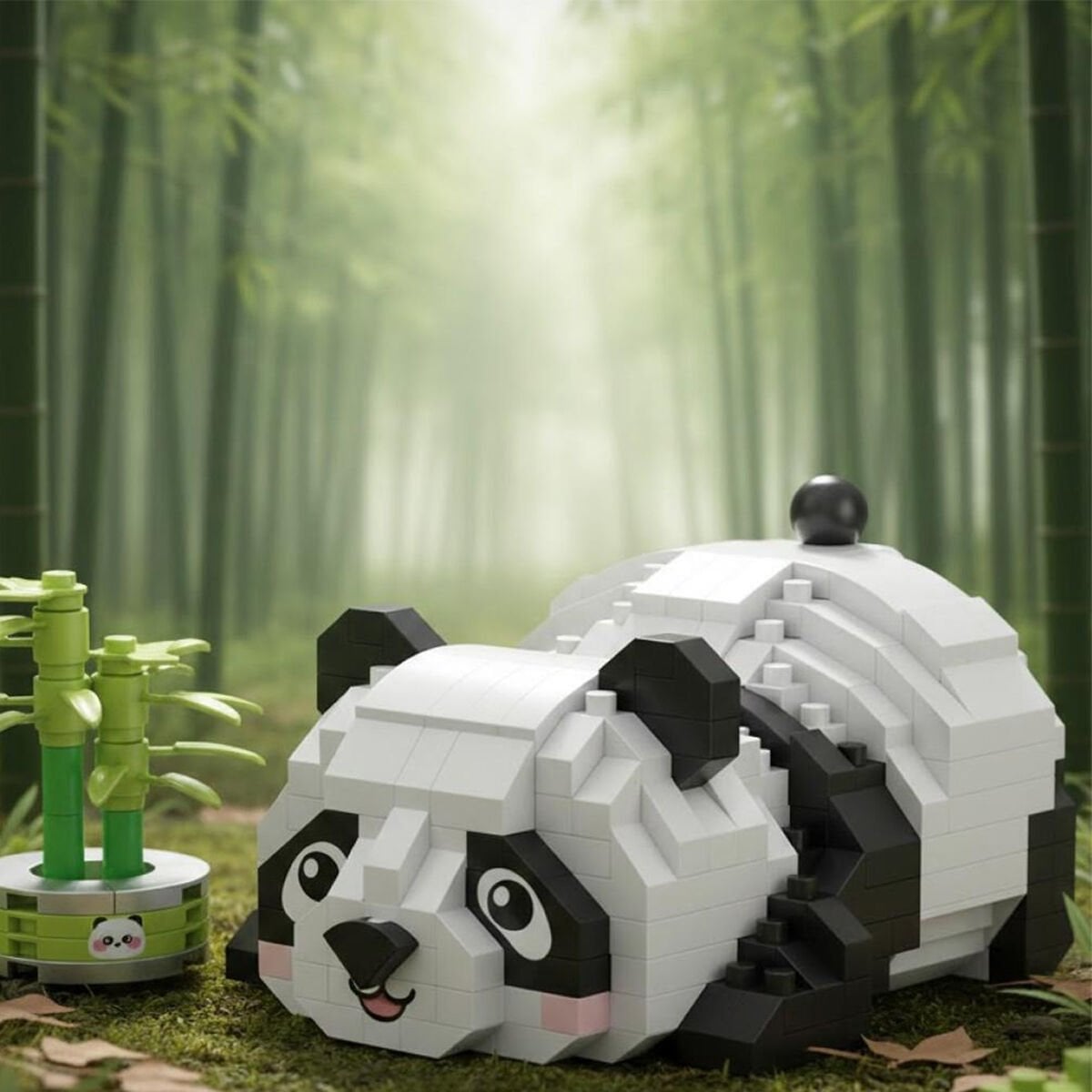 LOZ Dinlenen Panda 340 Parça Mikro Blok Yapı Seti - Bambulu Sergilik Panda Figürü