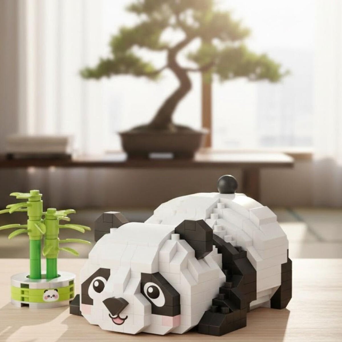 LOZ Dinlenen Panda 340 Parça Mikro Blok Yapı Seti - Bambulu Sergilik Panda Figürü