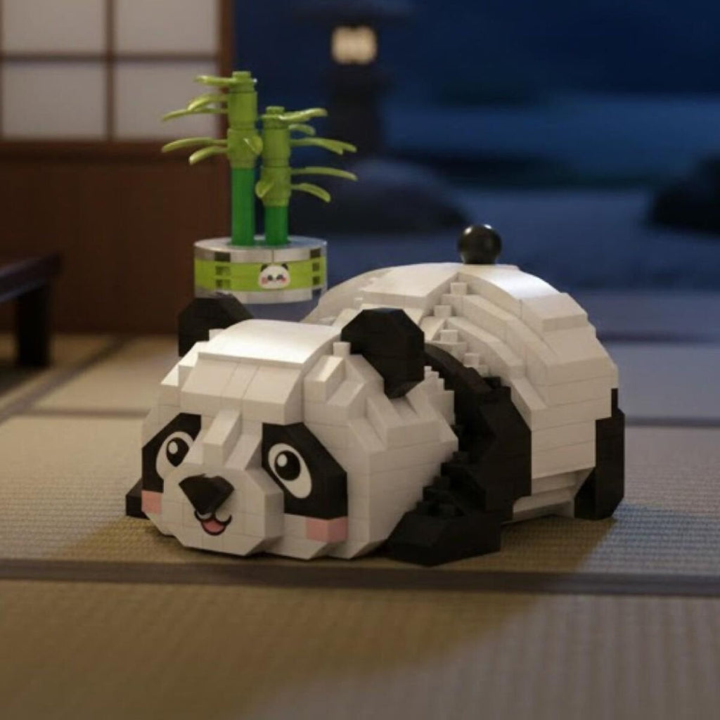 LOZ Dinlenen Panda 340 Parça Mikro Blok Yapı Seti - Bambulu Sergilik Panda Figürü