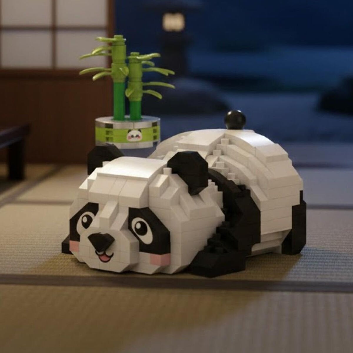 LOZ Dinlenen Panda 340 Parça Mikro Blok Yapı Seti - Bambulu Sergilik Panda Figürü