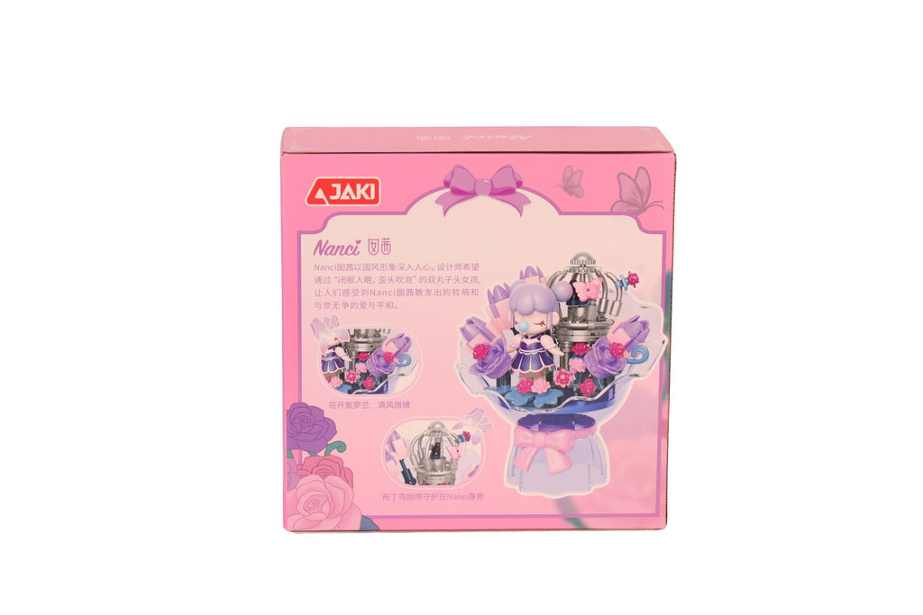 JAKI x Rolife Nanci Violet Pudding Çiçek Buketi Yapım Bloğu Seti – 161 Parça Mor Vitrin Figürü