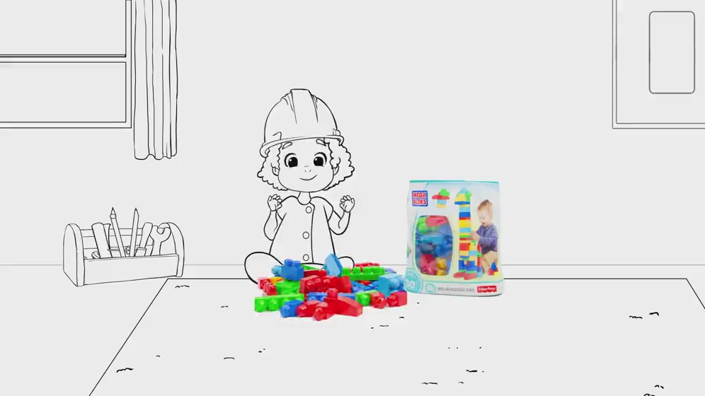 Mega Bloks 80'li Blok Torbaları (Klasik-Mavi), Büyük Boyutlu Bloklar, 1 Yaştan İtibaren Uygun, Doğa Dostu Saklama Çantası Dahil, DCH63