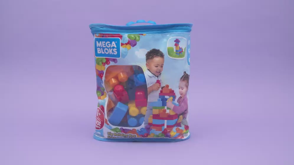Mega Bloks 60'lı Blok Torbaları (Klasik-Mavi), Büyük Boyutlu Bloklar, 1 Yaştan İtibaren Uygun, Doğa Dostu Saklama Çantası Dahil, DCH55