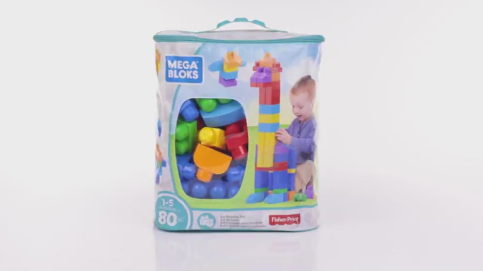 Mega Bloks 80'li Blok Torbaları (Klasik-Mavi), Büyük Boyutlu Bloklar, 1 Yaştan İtibaren Uygun, Doğa Dostu Saklama Çantası Dahil, DCH63