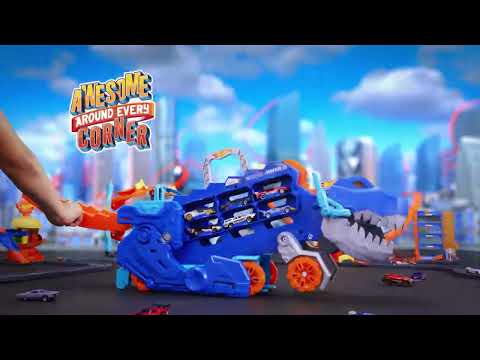 Hot Wheels™ City Ultimate T-Rex Tır – Işıklı Sesli Dönüşen Taşıyıcı ve Yarış Pisti Seti