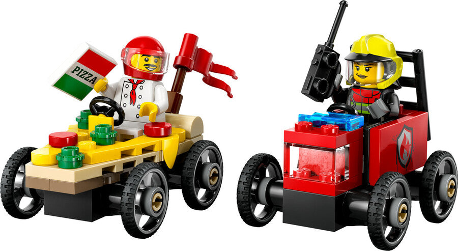 LEGO City Pizza Arabası İtfaiye Kamyonuna Karşı Yarış Arabası Paketi 60458 - 70 Parça Yapım Seti