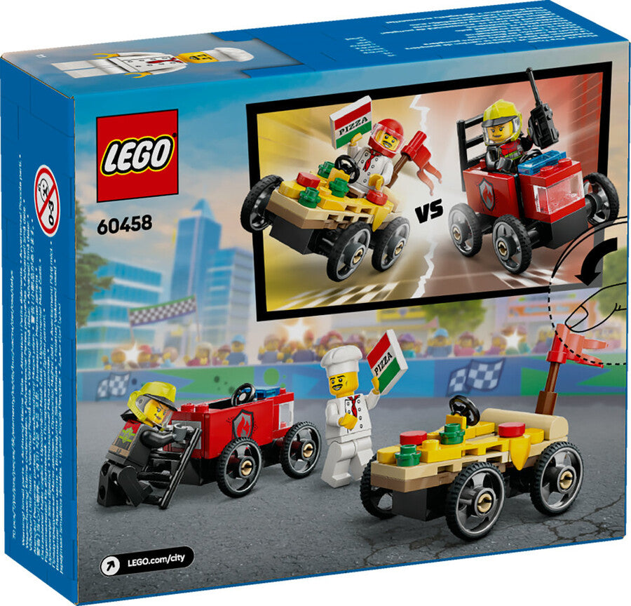LEGO City Pizza Arabası İtfaiye Kamyonuna Karşı Yarış Arabası Paketi 60458 - 70 Parça Yapım Seti