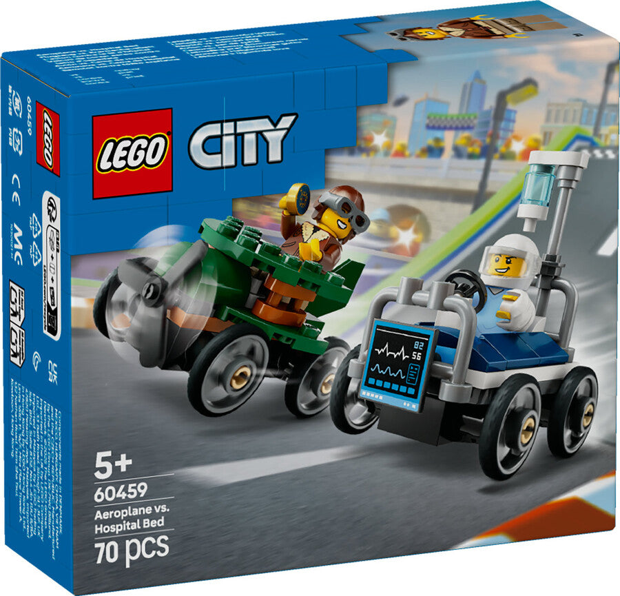 LEGO City Uçak, Hastane Yatağına Karşı Yarış Arabası Paketi 60459 - 70 Parça Yapım Seti