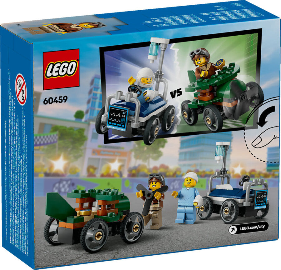 LEGO City Uçak, Hastane Yatağına Karşı Yarış Arabası Paketi 60459 - 70 Parça Yapım Seti