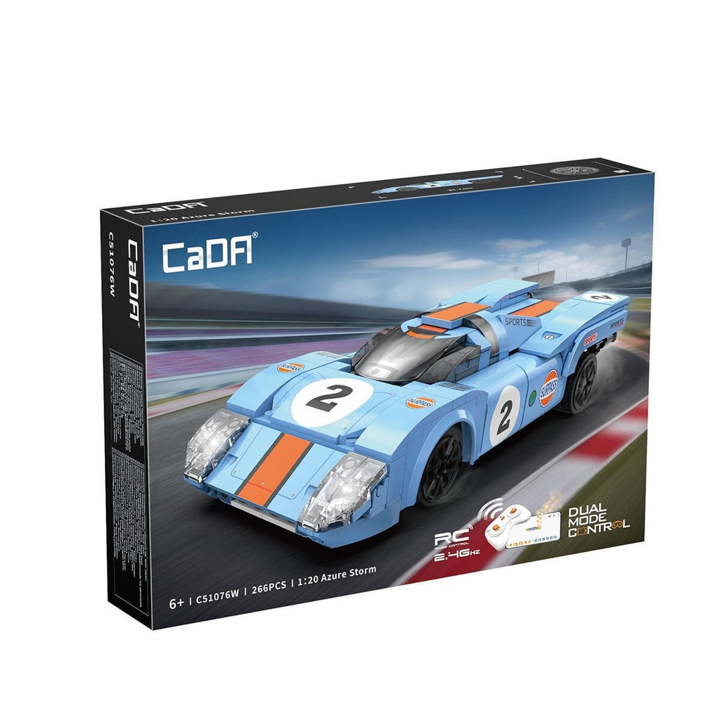 CaDA C51076W Azure Fırtınası Uzaktan Kumandalı Model Yarış Arabası - 266 Parça Yapı Seti (1:20 Ölçek)