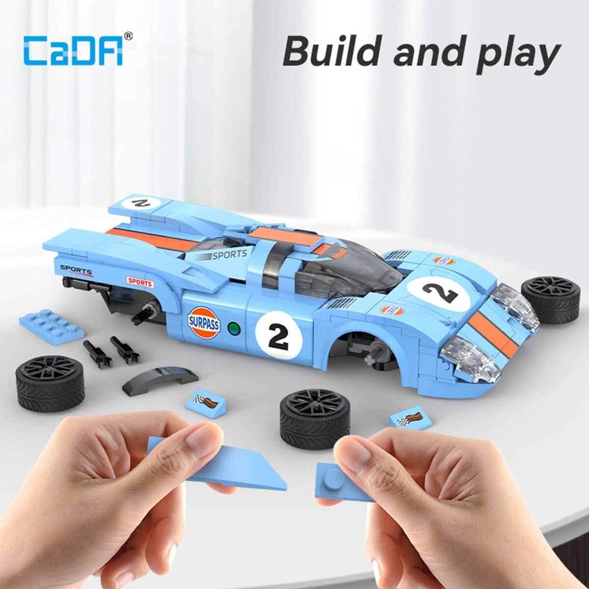 CaDA C51076W Azure Fırtınası Uzaktan Kumandalı Model Yarış Arabası - 266 Parça Yapı Seti (1:20 Ölçek)