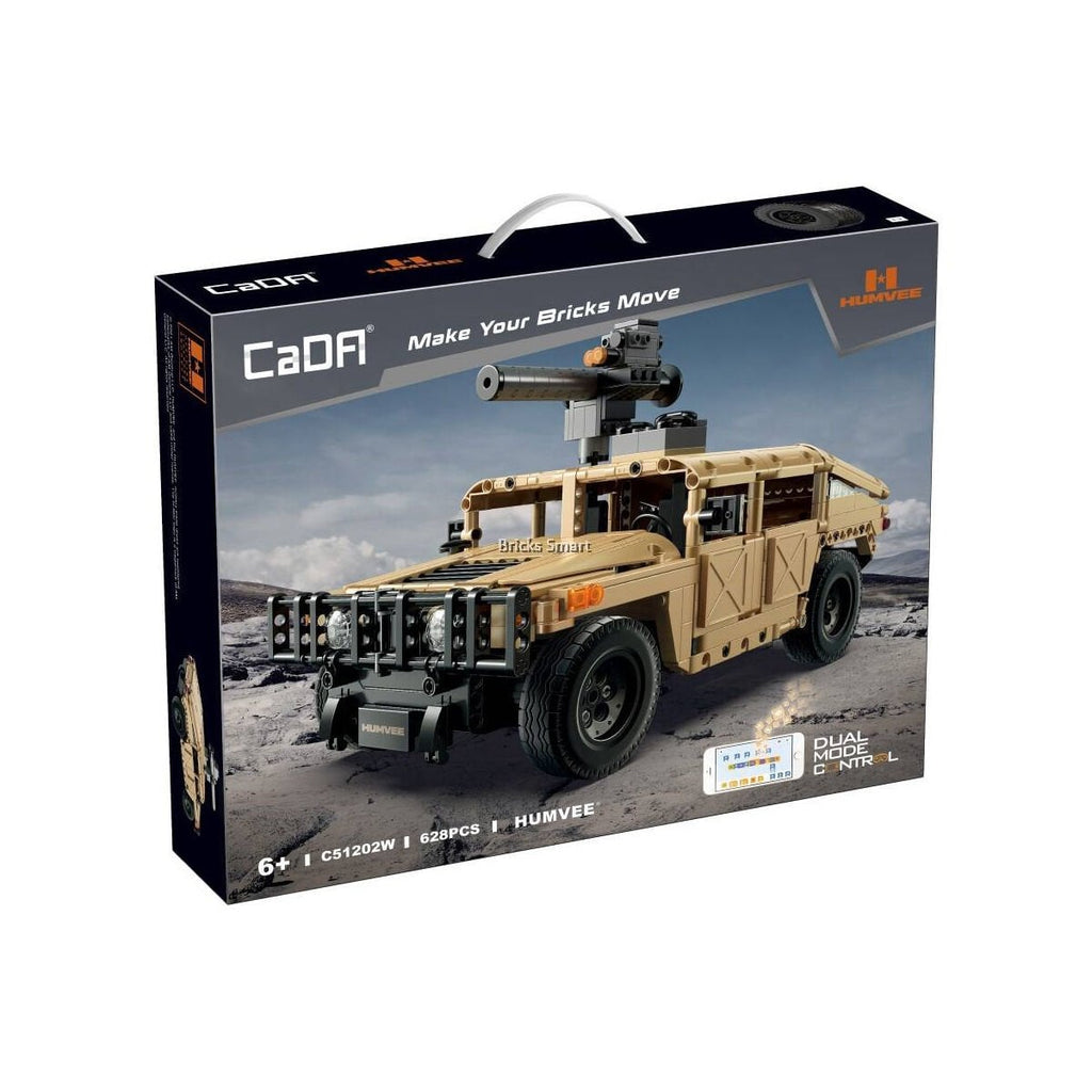 CaDA Humvee 1:14 Ölçek 628 Parça RC Yapı Bloğu Askeri Araç Seti - Uygulama ve Radyo Kumanda Kontrollü