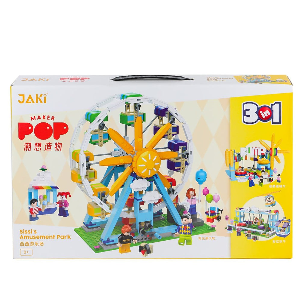 JAKI JK2180 Sissi'nin Eğlence Parkı 3'ü 1 Arada Yapım Seti - 1107 Parça Lego Uyumlu Lunapark Bloklu Oyuncak