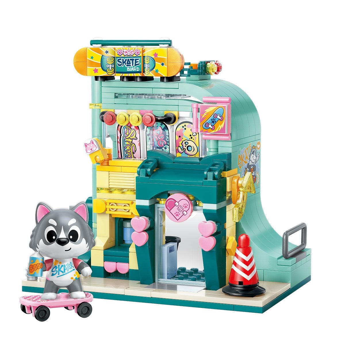 Keeppley Lovely Street Husky Kaykay Dükkanı K28009 - 343 Parça Mikro Yapım Bloğu Seti