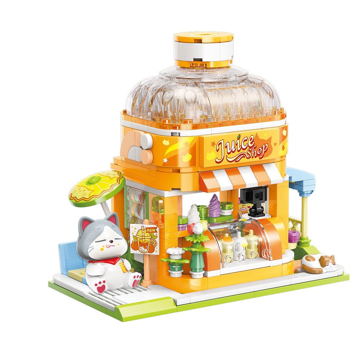 Keeppley Lovely Street Kedi Figürlü Meyve Suyu Dükkanı Mini Yapı Blokları Seti 315 Parça (K28017)
