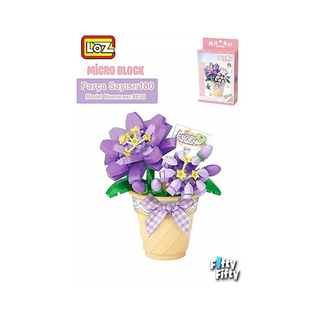 LOZ Saksıda Hezaren (Delphinium) — 180 Parça Mini Blok Çiçek Seti